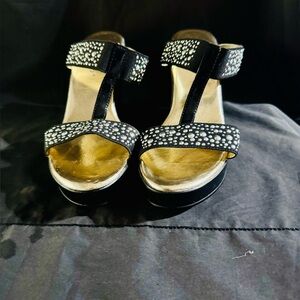 Women's Black Jeweled T-Strap Sandals